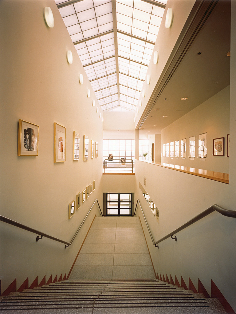 Staircase below skylight